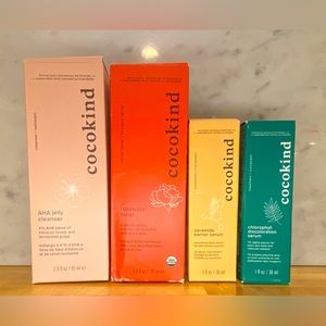 Cocokind 4pc AHA Jelly Cleanser/Rosewater Toner/Ceramide Serum/Chlorophyll Serum